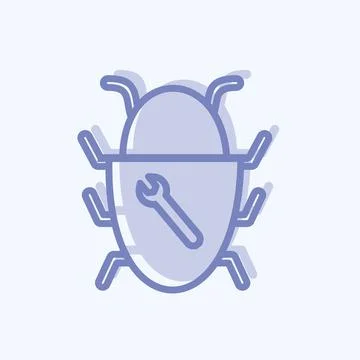 Bug Fixing Icon in trendy two tone style isolated on soft blue background Stockillustratie