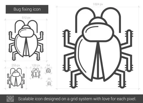 Bug fixing line icon Stock Illustration