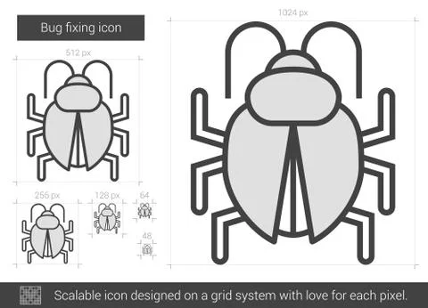 Bug fixing line icon Illustrazione stock