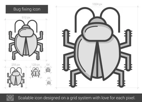 Bug fixing line icon Illustrazione stock