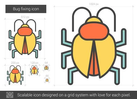 Bug fixing line icon Illustrazione stock