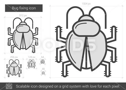 Bug fixing line icon 库存插图