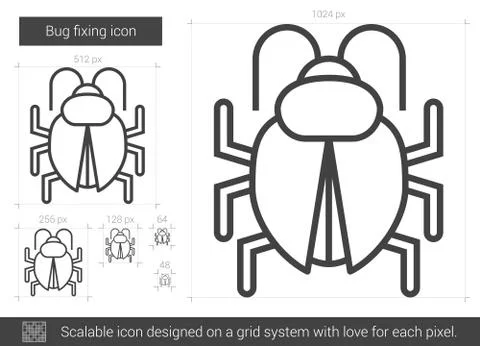Bug fixing line icon. 스톡 일러스트