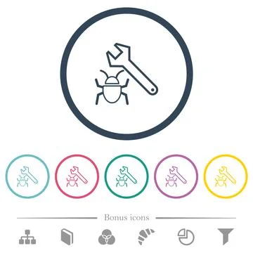 Bug fixing outline flat color icons in round outlines 스톡 일러스트