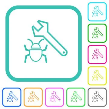 Bug fixing outline vivid colored flat icons イラスト素材