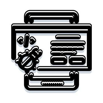 Bug fixing process on development software screen Stock Illustration