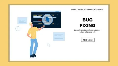 Bug Fixing Software And Application Service Vector Stock Illustration