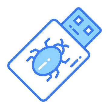 Bug on flash drive denoting concept vector of hacked usb, data threat  Stock Illustration