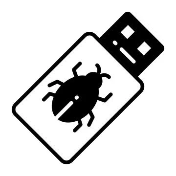 Bug on flash drive denoting concept vector of hacked usb, data threat  Stock Illustration