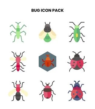 Bug Flat Bundle Icons Pack イラスト素材