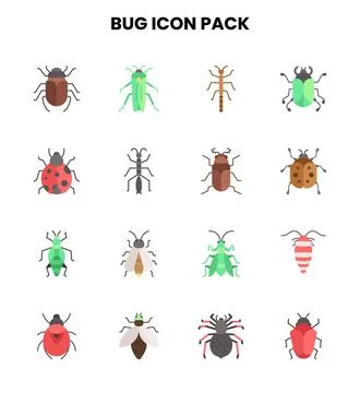 Bug Flat Graphics Icons Pack 스톡 일러스트