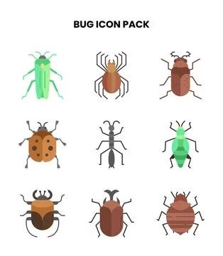 Bug Flat Graphics Icons Pack Illustrazione stock