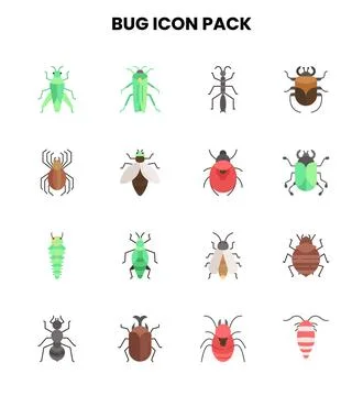 Bug Flat Graphics Icons Pack Stock Illustration