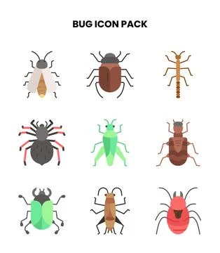 Bug Flat Icons Pack 스톡 일러스트
