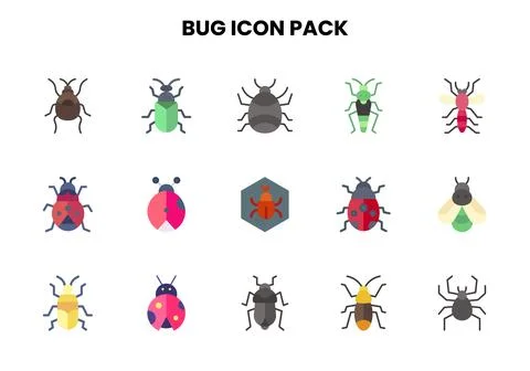 Bug Flat Icons Pack 스톡 일러스트