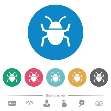 Bug flat round icons Illustrazione stock
