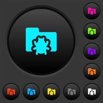 Bug folder dark push buttons with color icons 스톡 일러스트