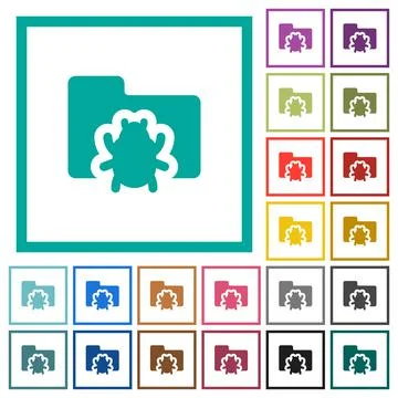 Bug folder flat color icons with quadrant frames Illustrazione stock