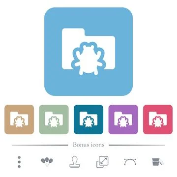 Bug folder flat icons on color rounded square backgrounds 스톡 일러스트
