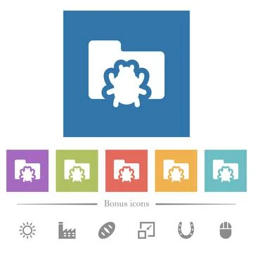 Bug folder flat white icons in square backgrounds イラスト素材