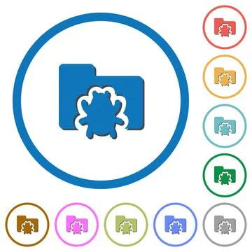 Bug folder icons with shadows and outlines イラスト素材