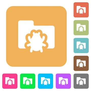 Bug folder rounded square flat icons Stock Illustration