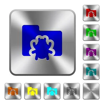 Bug folder rounded square steel buttons 스톡 일러스트