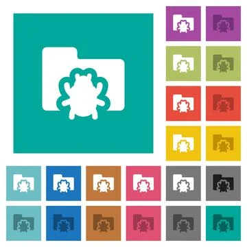 Bug folder square flat multi colored icons Illustrazione stock