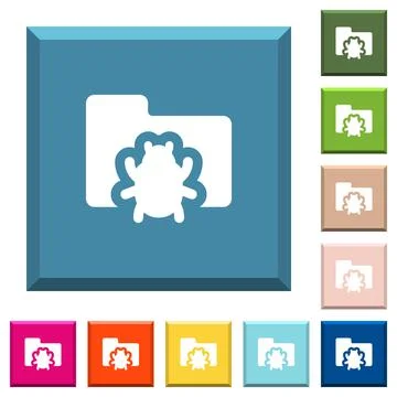 Bug folder white icons on edged square buttons Illustrazione stock