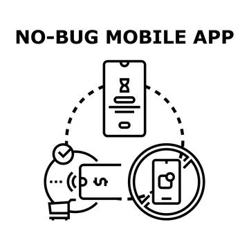 Bug free mobile application development and testing Stockillustratie