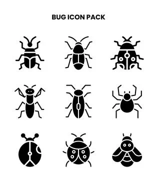Bug Glyph Collection Icons Pack Stockillustratie