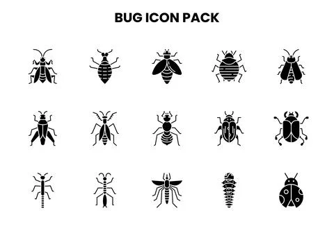 Bug Glyph Graphics Icons Pack 스톡 일러스트