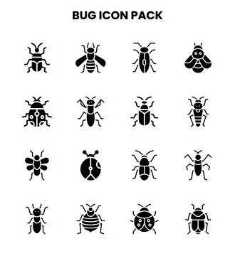 Bug Glyph Scalable Icons Pack Stockillustratie