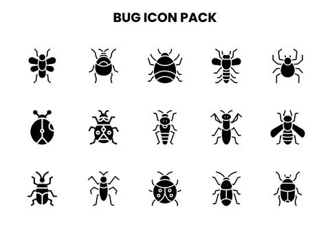Bug Glyph Set Icons Pack 库存插图