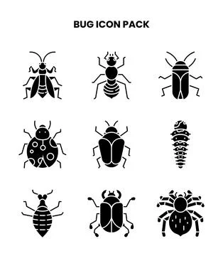 Bug Glyph Set Icons Pack 스톡 일러스트