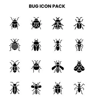 Bug Glyph SVG Icons Pack Stockillustratie