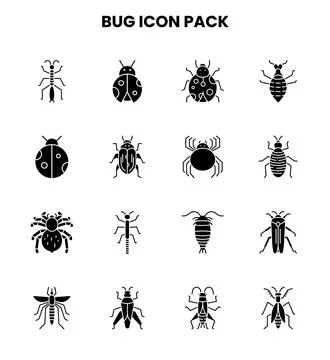 Bug Glyph Vector Icons Pack Stock-Illustration
