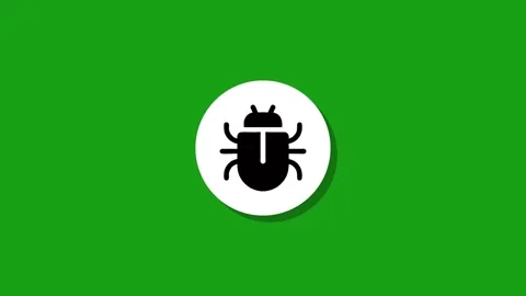 Bug icon animation appearing on a bright green screen background with a sub.. Stock Footage 327762707