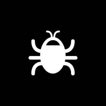Bug Icon On Black Background. Black Flat Style Vector Illustration Illustrazione stock