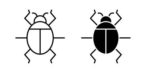 Bug icon collection in black, Line icons, flat symbols イラスト素材