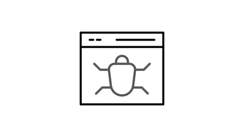 A bug icon displayed on a computer screen, indicating a software issue or e.. Stockbeeldmateriaal 333461933