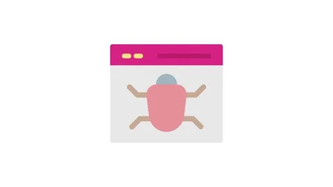 A bug icon displayed on a computer screen, indicating a software issue or e.. Stockbeeldmateriaal 333462001