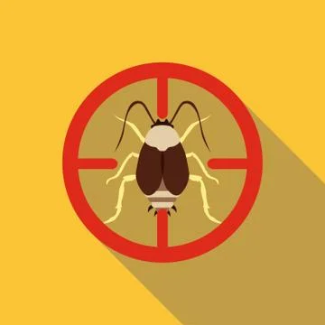 Bug icon, flat style Stock Illustration