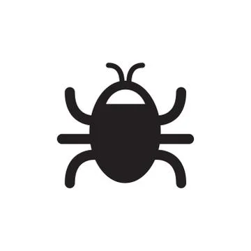 Bug Icon In Flat Style Vector For Apps, UI, Websites. Black Icon Vector Illus Illustrazione stock