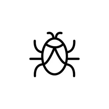 Bug Icon In Flat Style Vector For Apps, UI, Websites. Black Icon Vector 库存插图