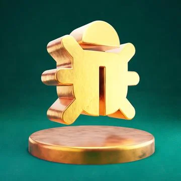 Bug icon. Fortuna Gold Bug symbol on golden podium. イラスト素材