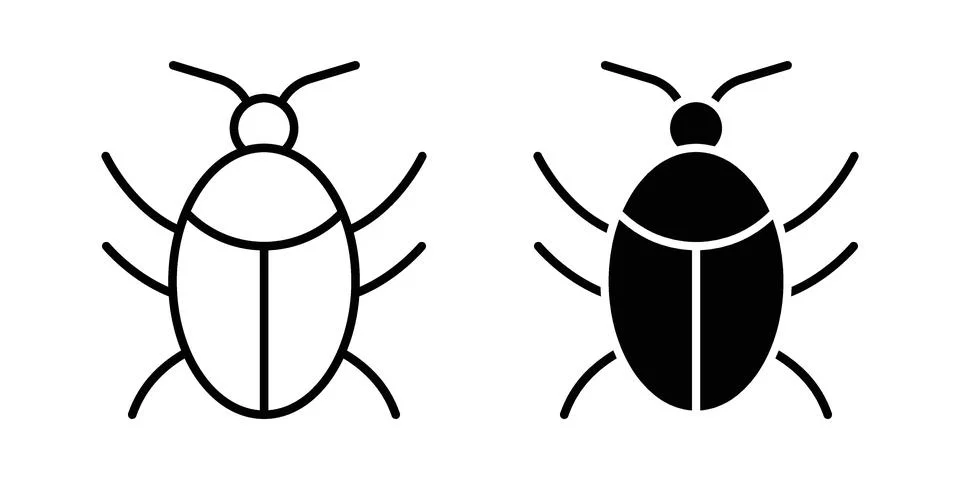 Bug icon. Outline, flat icons Stock Illustration