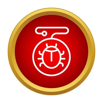 Bug icon showing computer virus detection on red background イラスト素材