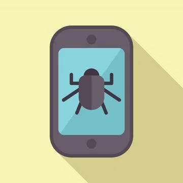 Bug icon on smartphone screen illustration Illustrazione stock
