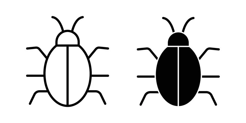 Bug icon symbol  illustration bundle in black colour Stockillustratie